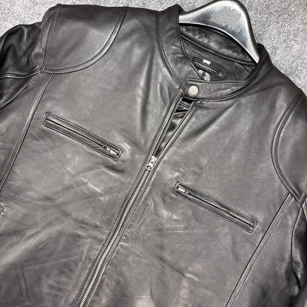 Vintage The Leather Factory Bomber Biker Jacket Mens Large XXL Genuine 100%